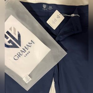 Graham Luxe Emerson Blue Depths Golf Pants Navy Blue NWT 32x34
